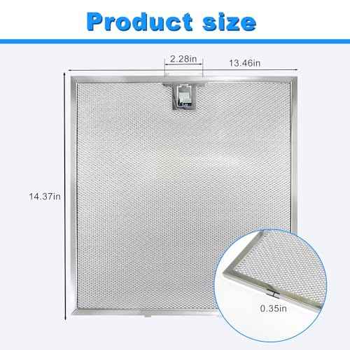 WA0575 Range Hood Filters 13.5" x 14.4" x 0.35" - 2 Pack Replacement Grease Filters for Kitchen Ventilation by oneket