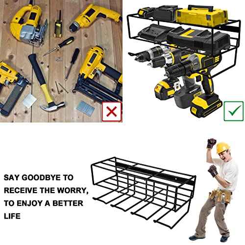 2 in 1 Large Power Tool Organizer Drill Holder Wall Mount Tool Storage Rack and Power Tool Holder