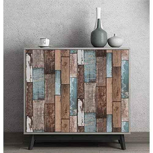 EeeComing 118''x17.7'' Wood Wallpaper Peel and Stick Wood Look Grain Plank Contact Paper Vintage Wall Paper Stick and Peel Self Adhesive Removable Wallpaper Rustic Distressed Faux Vinyl Roll