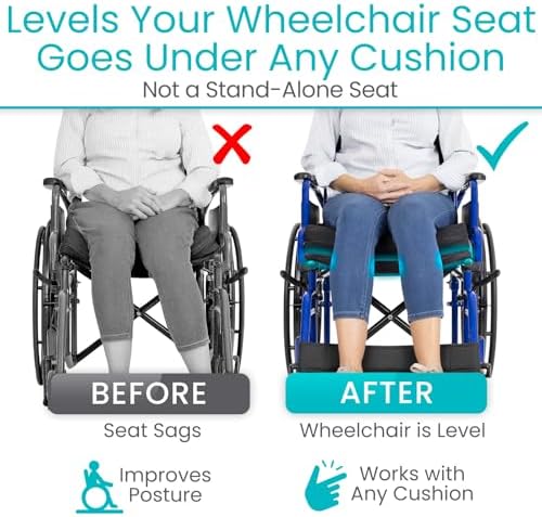 Vive Solid Wheelchair Seat Insert – Firm Non-Slip Water Resistant Wipe Clean, Sturdy Wheel Chair Cushion Board - Eliminates Hammocking & Sagging - Improves Posture