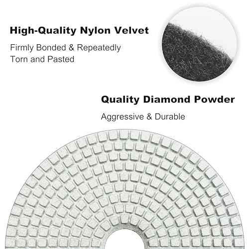 11 PCS 6 Inch Diamond Polishing Pads Kit Wet/Dry 50-10000 Grit for Concrete,Stone Edge,Granite,Tile,Marble, Rock,Countertop,Quartz,for Drill Grinder Polisher