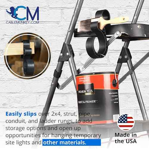 Cable Munkey-Heavy-Duty Hook for Cable Management, Storage for Tools, Hoses, Pipes, and More Easy to Install and Use, 2 Hooks in One, Perfect for Garage, Work Site, Office-Made in USA (2)