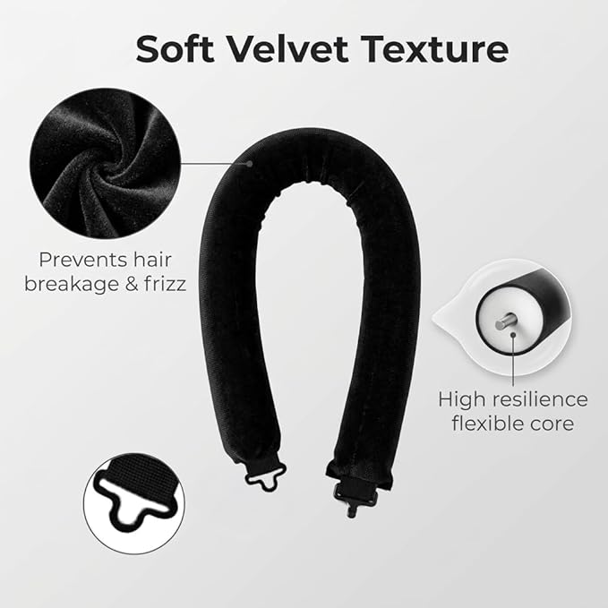 Overnight Heatless Hair Curler Blowout Rods Jumbo, Heatless Curls Satin Flexi Rods for Overnight Sleeping, No Heat Curling Tool for All Hair Types, Soft Heatless Hair Curler (BlackÃ¯Â¼Â4 Rods)