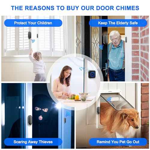 Wireless Door Chime for Business When Entering Door Chimes When Door Opens for Home Door Sensor Alarm with 800Ft Range 55 Chimes 5 Volume Levels Adjustable Number Display(3 Receiver & 3 Sensor)