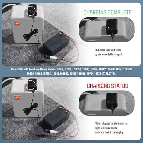 136-9126 Battery Charger - by Huthbrother, Compatible with Toro 22" Lawn Mower Battery Charger, Replaces 114-1588, 104-7401, Fits Battery 106-8397 105-6845 104-7682 104-7903 115-1304 (12V)