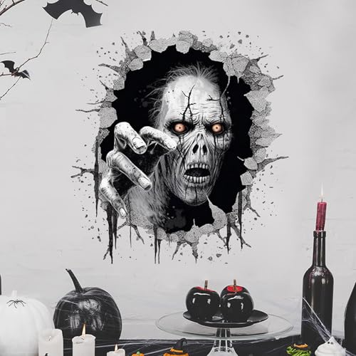 3D Halloween Wall Decals, Spooky Ghost Halloween Wall Stickers Removable Scary Halloween Wall Decals Decorations for Wall Window Halloween Party Supplies