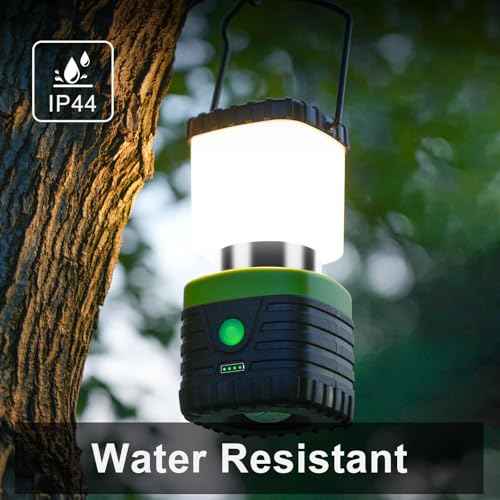 2PCS 6500K White Light LED Camping Lantern Rechargeable 1000LM, 4500mAh Power Bank, Flashlight for Hurricane Emergency, Hiking, IP44 Waterproof Lantern(Black)