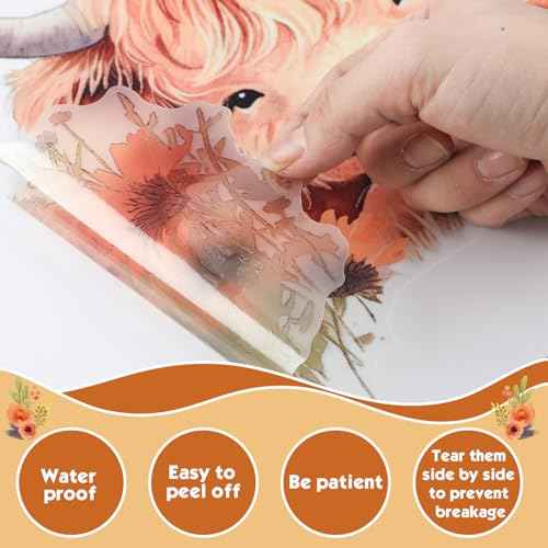 Yinder 12 Sheet 78 Pcs Highland Cow Wall Decals Baby Wall Decals Highland Cow Sticker Cute Nursery Baby Decor for Kids Girls Boys Room Bedroom
