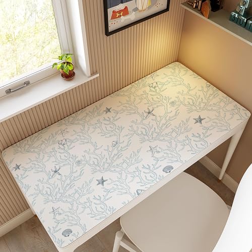 Dviolet Peel and Stick Wallpaper - White and Light Blue Contact Paper - Coral/Seashell/Starfish Pattern - Removable Wallpaper for Kids Room - 17.3"X 118"