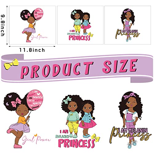 4 Pieces Black Girl Inspirational Quote Wall Decal Motivational Saying African American Sticker Positive Stickers Little Decals for Bedroom Girl Power Wall Decal for Nursery Decor