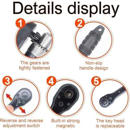 3-in-1 Drill Chuck Ratchet Wrench, Drill Press Chuck Key - Universal Replacement Tool for Electric Drills & Power Tools with Extended Arm for Added Torque (All Size)