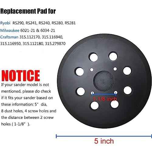 2 Pack 5" Universal Hook and Loop Orbital Sander Pad for Ryobi RS290, RS240, RS280, Ridgid R2600, R2601, Craftsman 315112170, 315116940 ROS Orbital Sander