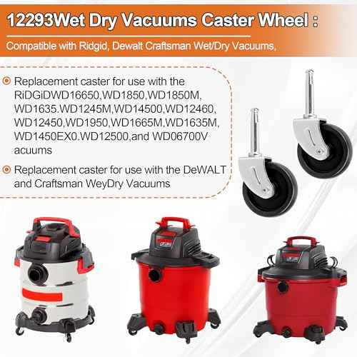 12293 Wet Dry Vacuum Caster Wheel,Compatible with Ridgid, Craftsman, Shop Vac Replacement Parts for Ridgid Shop Vac Parts for Craftsman Wet Dry VAE Parts, Shop Vac Replacement Parts-4 Pack