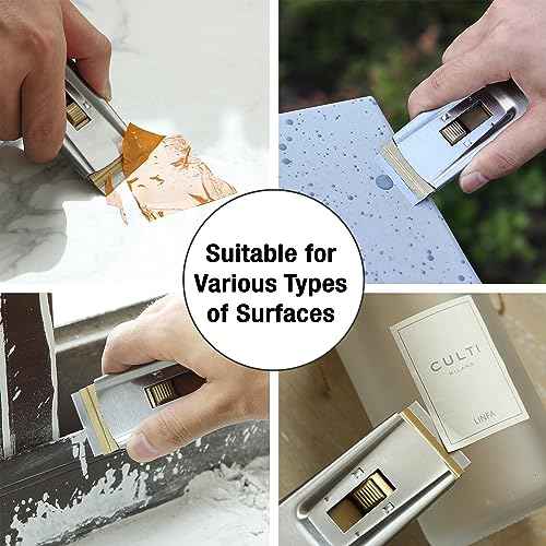 Bates- Metal Razor Blade Scraper Tool, 10 Pack, 100 Extra Blades, Stainless Steel Heavy-Duty Cleaning Razor Scraper Tool