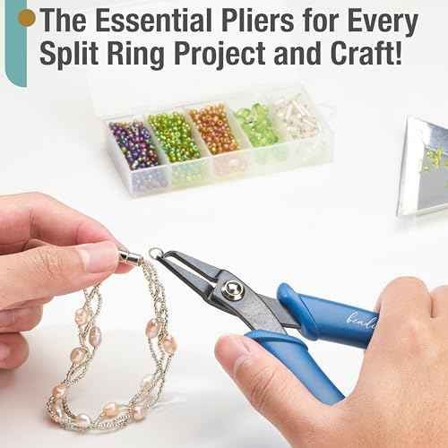 Beaditive Split Ring Pliers | Jewelry Making, Beading, Crafting | High-Carbon Steel | 5-Inch (Lake Blue)