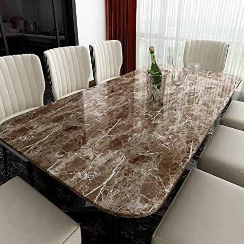 Livelynine Counter Top Covers Peel and Stick Brown Marble Contact Paper for Countertops Waterproof Wallpaper Kitchen Countertop Laminate Sheets Table Desk Cover Marble Vinyl Wrap Bathroom 15.8x78.8