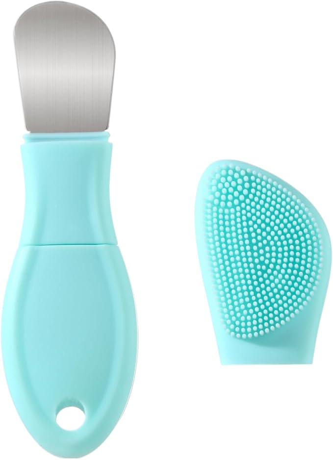 Blackhead Remover Tool,Silicone Face Scrubber, 2 in 1 Nose Scraper for Deep Cleansing,Skin Scrubber Face Spatula, Nose Blackhead Remover, Pore Cleaner Skin Care Tool for Men and Women (Light Blue)