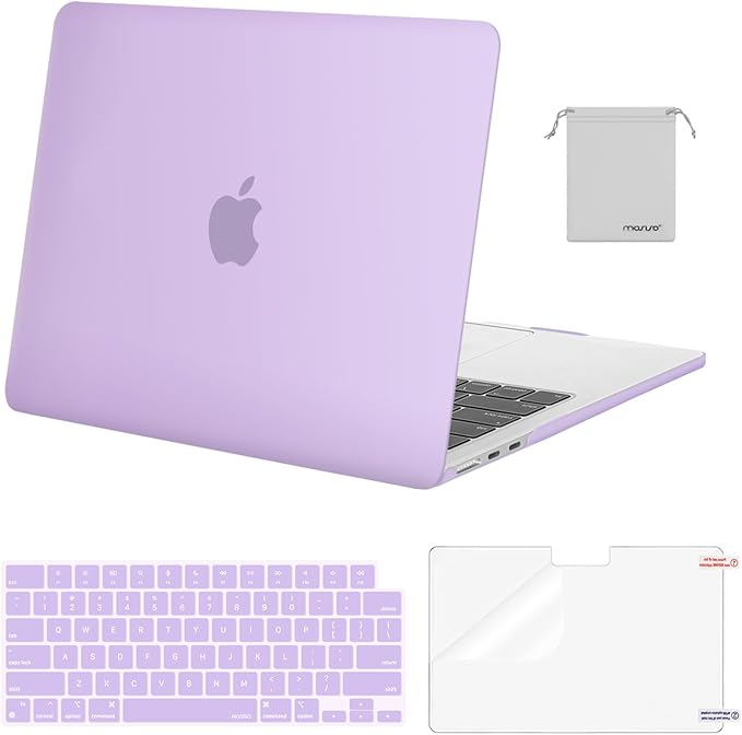 MOSISO Compatible with MacBook Air 13 inch Case M5 2026 M4 2025 M3 M2 2024-2022 A3449 A3240 A3113 A2681,Hard Shell&Keyboard Cover&Screen Film&Pouch for MacBook Air 13.6 inch Case, Purple