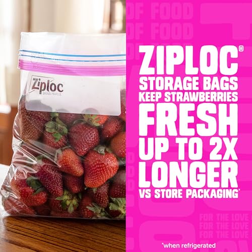 Ziploc Gallon Food Storage Bags, Stand-Up Bottom, Easy to Fill, 81 Count (Packaging May Vary)