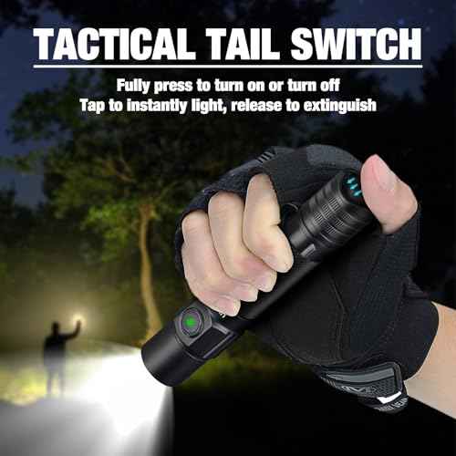 ULTRAFIRE Tactical Flashlight with Belt Holster, 1800 High Lumen Rechargeable Flashlight with Duty Belt Holder, Security Flashlight for Police, Law Enforcement, 6 Modes LED Flashlight with Dual Switch