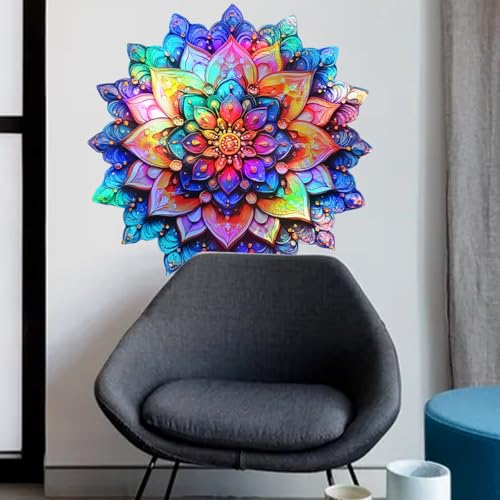 Runtoo Mandala Wall Decal Metallic Effect Peel and Stick 3D Lotus Floral Wall Stickers for Living Room Bedroom Yoga Headboard Decor