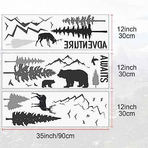 Tenare Dreamy Forest Wall Decals with Pine Tree, Animal Deer, Mountain & Inspirational Quote - DIY Wall Stickers for Kids' Room, Living Room, Bedroom (Simple Style)