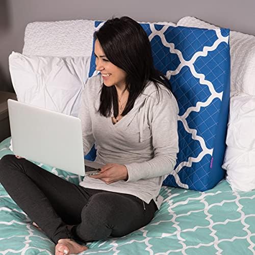 HealthSmart Wedge Pillow Cover for Bed Wedges, Wedge Pillow Case, with Rip & Spill Protection, Fits 24 x 24 x 12 Inch Wedges, Blue Moroccan