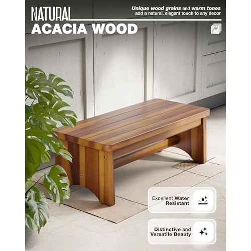 Extra Wide 26in Wooden Step Stool, Heavy Duty One Step Stool for Adults and Seniors, Holds Up to 550 lbs, Reinforced Cross Bar, Non-Skid Surface, Multipurpose Use for Kitchen, Bathroom, Bedroom