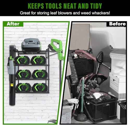 Tool Wall Mount Storage Rack for Ego, Lawn Power Tool Organizer for Ego Hedge Trimmer Ego Battery Charger Ego Edger Lawn Tool , 4-Tier Battery Drill Holder Wall Mount, Power Lawn Tool Organizer
