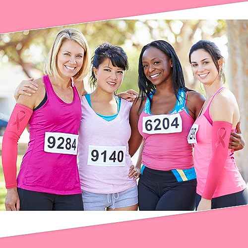 Handepo 12 Pairs Breast Cancer Awareness Football Arm Sleeves Youth Pink Football Arm Sleeves UV Sleeves for Youth Women Men