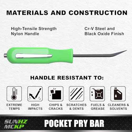 SUNHZMCKP 2 PCS Pocket Pry Bar Set, 5 Inch Small Pry Bar Tool with Pocket Clip and Magnet Top, for Home Office, Electronics, Car Gadgets and Mechanics Repair