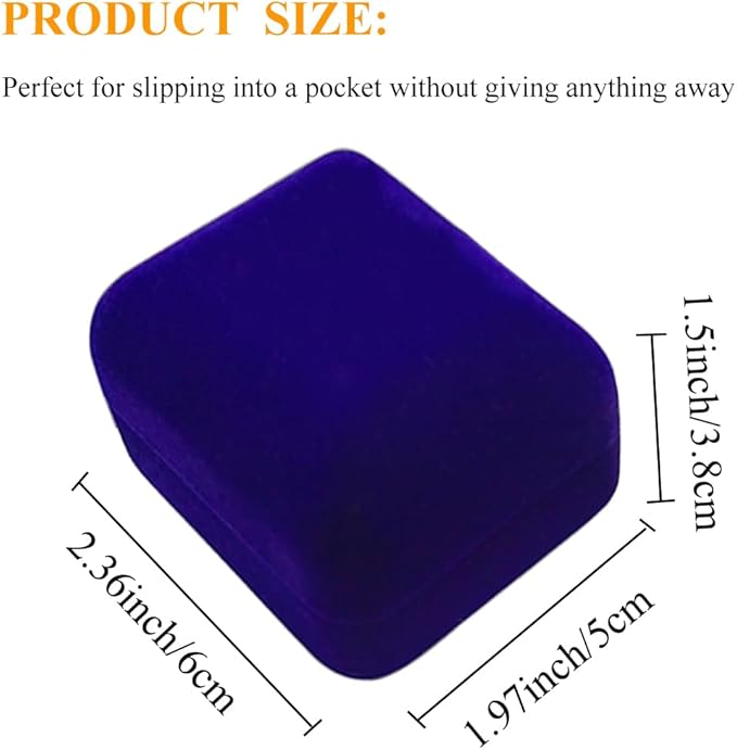 GBYAN Single Slot Velvet Ring Box for Engagement or Wedding with LED Light - Blue