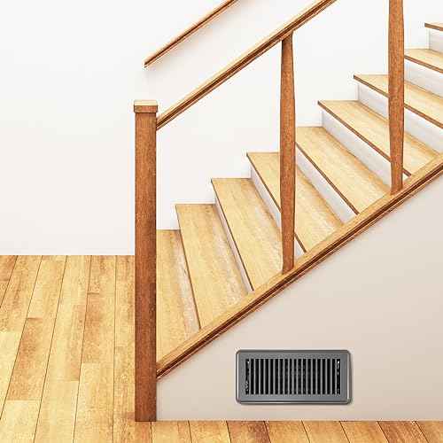4 x 10'' Floor Vent Covers Heavy Duty Floor Register Metal Heat Vent Covers with Rust Proof Finish for Home Heater (Gray,8 Pcs)