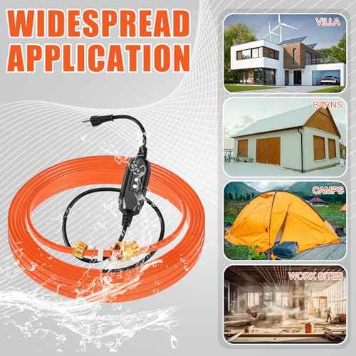 25 Ft In Pipe Heating Cable Prevents from Freezing, Internal Self Regulating Heat Trace Cable for Safe Drinking Water, 3/4 NPT Fitting, 120 V, 3 W/FT