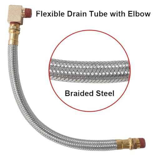 Automatic Electronic Tank Drain Kit, 1/4" NPT Timer Operated Compressor Air Drain Valves with 1/4" flexible Braided Steel Tube and Ball Valve Strainer 1/2" x 1/4" MNPT