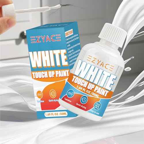 White Touch Up Paint Pen, Multi Surface Cabinet Paint for Wood Scratch Repair, 1.69Fl Oz Odorless White Paints for Wall, Fast-Drying Wood Paint for Furniture, Door, Cabinets, Bathtub, Appliance