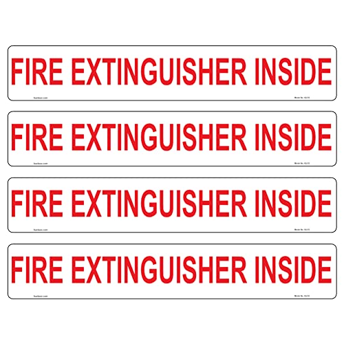 4 Pcs Fire Extinguisher Inside Signs Stickers - 22.5 cm x 4 cm - Self Adhesive Vinyl