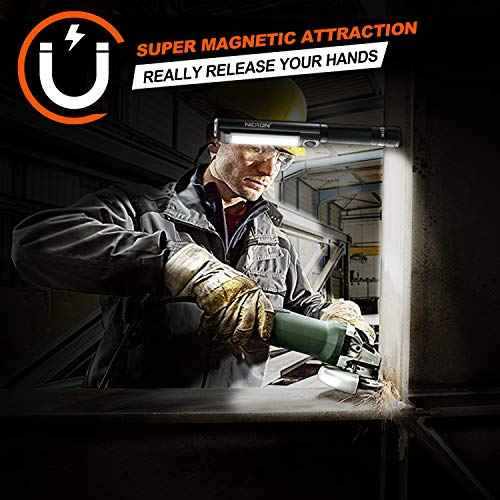 NICRON Worklight Flashlight Pocket COB Magnetic Base Work Light, 500 Lumens Inspection Pen Light 5 Modes LED Flood Beam WL15 Handheld Led Flashlight 3*AAA for Car Repair, Household and Outdoor Use