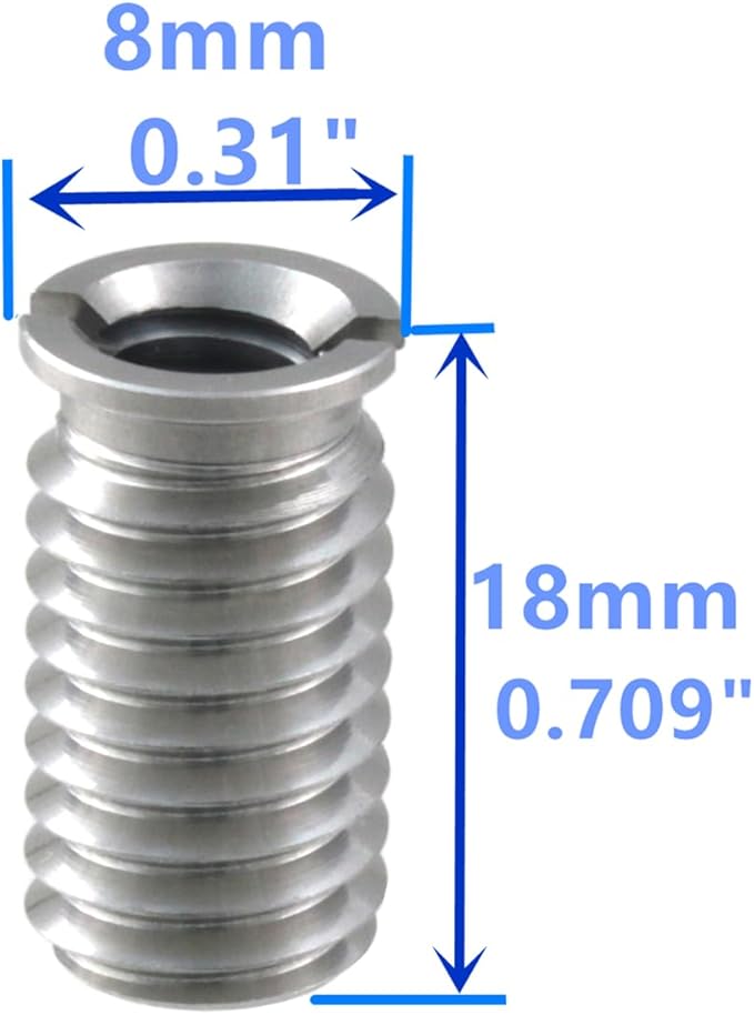 Stainless Steel 1/4"-20 Female to 3/8"-16 Male Convert Screw Adapter 6 Pieces 18mm Height