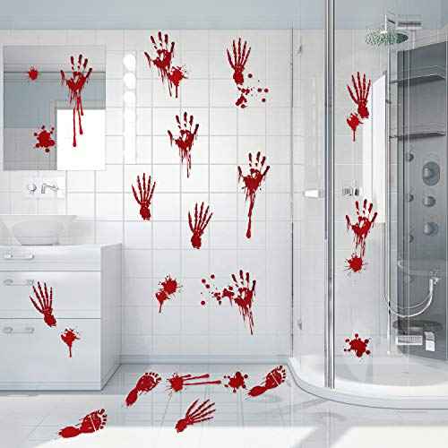 Outus 152 Pcs Halloween Stickers Footprints Window Floor Decal Splats Wall Stickers for Halloween Winter Holiday Party Decorations, 12 Sheets