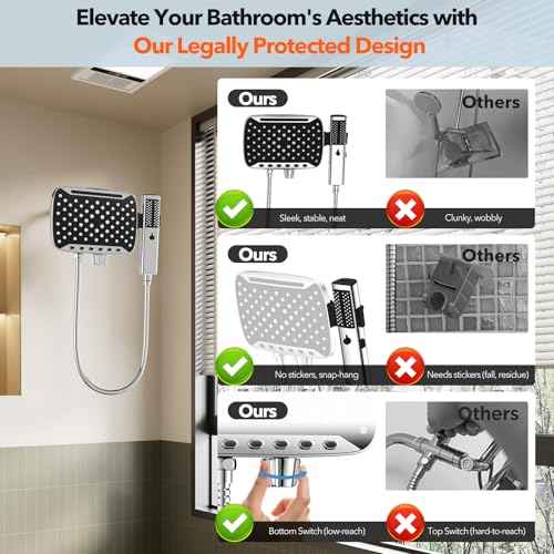 JDO High Pressure Shower Head, 7 Spray Modes Rain Shower Heads with Handheld Spray Combo, Dual Showerhead with 10 Inch Rainfall Spray, Detachable Hand Held Shower, Stainless Steel Hose, Power Wash
