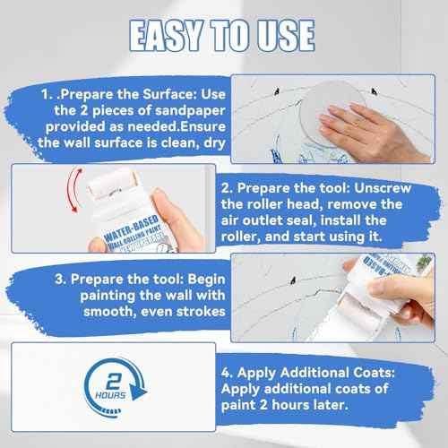 White Paint, White Touch up Paint for Walls with Roller 100g, Water Based, Low Odor, Quick-drying, Suitable for Covering Stains, Scratches, Graffiti, DIY