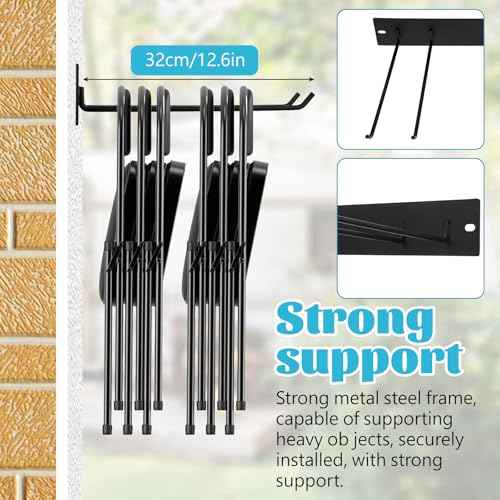 2 Pack Folding Chair Storage Rack for Chair Organization and Garage Wall Mount Storage, Garden Tool Rack Organizer