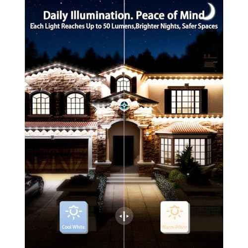 Permanent Outdoor Lights,33ft RGB IC Outdoor Lights with 20 LED Lights for House Roof,Christmas,Holiday,Party,Daily Lighting,IP67 Waterproof,Eaves Light with Multi Scene Modes for Halloween