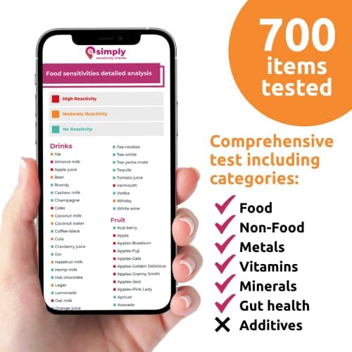 700+ Items Food Sensitivity Test Kit for Adults – Foods & Non-Foods, Including Lactose, Gluten, Vitamins, Minerals, Gut Health & More – at-Home Food Intolerance Test Kit