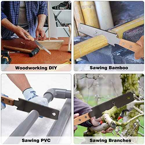 Japanese Hand Saw Woodworking Tools, SS SHOVAN Double Edged 11/17 TPI Flush Cut Saw, Wooden Handle Pull Saw Small Handsaw for Fine Cutting Wood