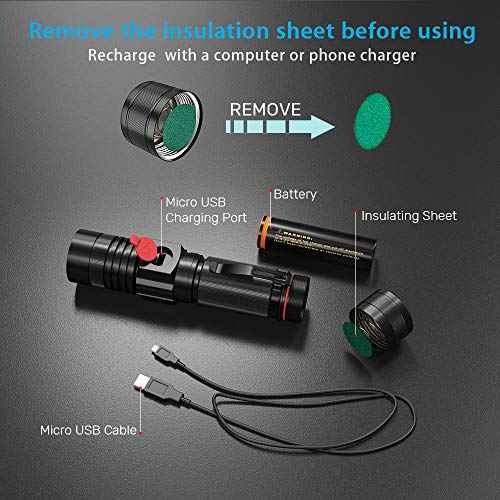 iToncs LED Rechargeable, Super Bright Magnetic Flashlight with COB Work Light, Waterproof, 4 Modes, Pocket Tactical Flashlights for Outdoor Camping Emergency 2 Packs