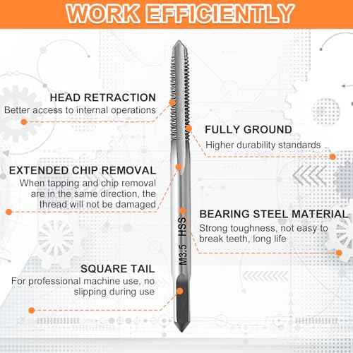 Metric Tap Set 19Pcs, Tap and Die Set, Hand Screw Thread Taps Set, Mini Metric Plug Tap Screw Tap Drill Tap Drill Set Tapping tool M1-M3.5 M4 M5 M6 M8 M10 M12 with 2 Adjustable Tap Wrench Tool