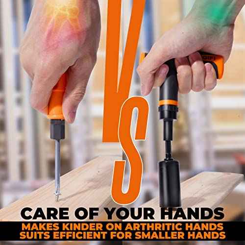 Universal Socket Tool Set, Ratcheting T-Handle Screwdriver Set with Power Drill Adapter, Fathers Day Dad Gifts from Daughter Wife Son, Gifts for Him Men Husband, Boyfriends, Orange, Black