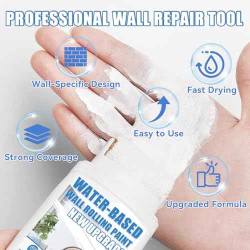 White Paint, White Touch up Paint for Walls with Roller 100g, Water Based, Low Odor, Quick-drying, Suitable for Covering Stains, Scratches, Graffiti, DIY